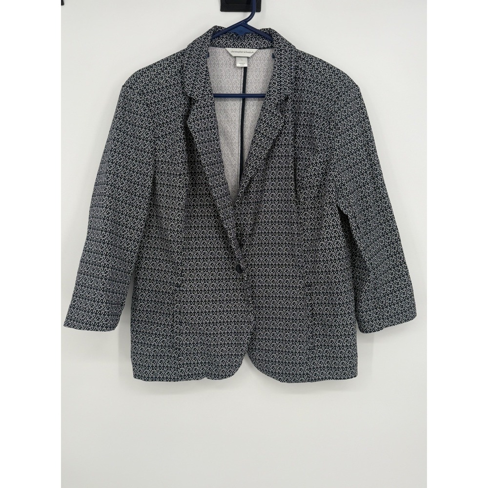 Christopher and Banks Women's Blue and White Blazer Large